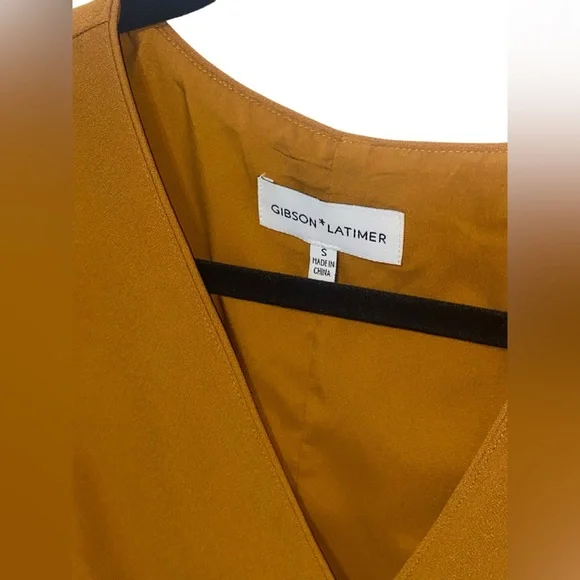 GIBSON LATIMER | Faux Wrap Dress | Size Small | Mustard Color - Picture 3 of 6